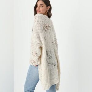 Lulus Crochet it Ain't So Ivory Oversized Cardigan Sweater